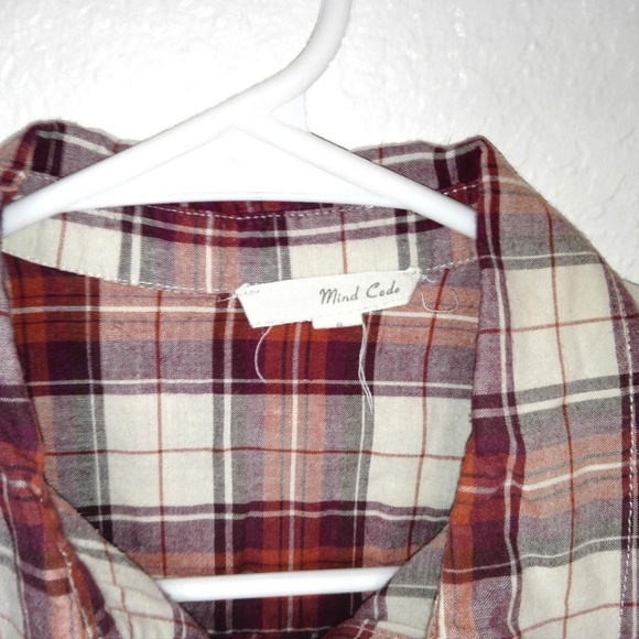 Mind Code Plaid Blouse Top Small - Picture 2 of 3